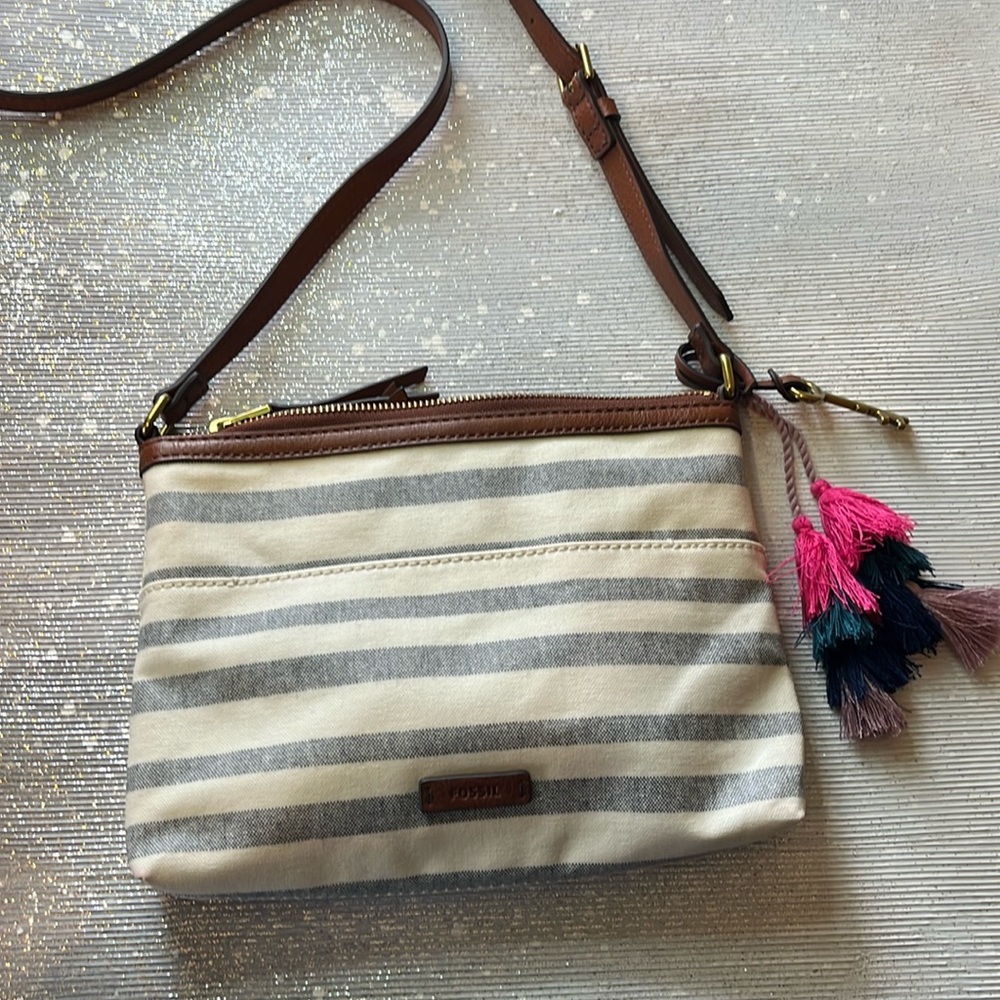 Fossil Canvas Textile Stripped Bag